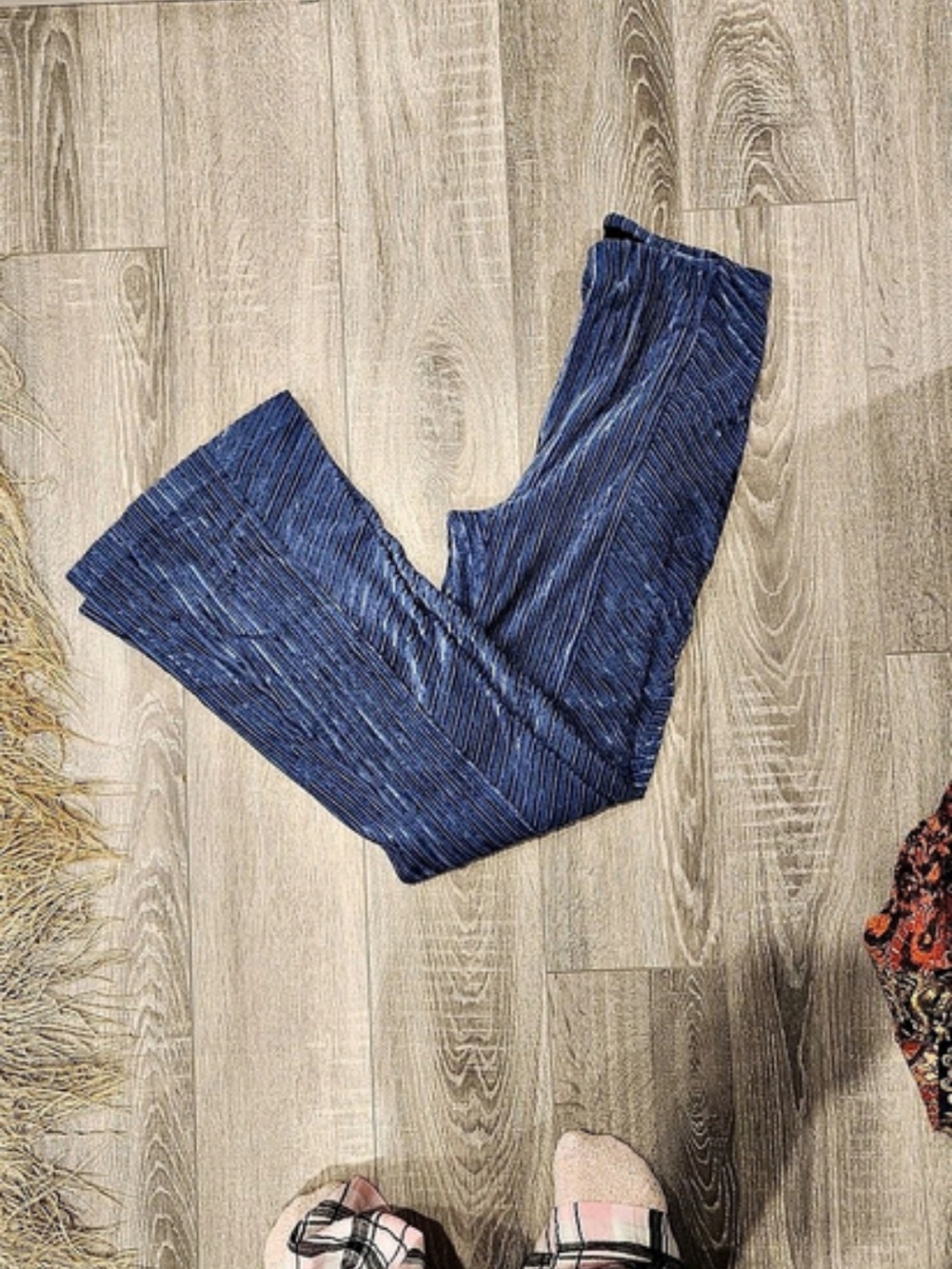 Free People Slim Pull-On Velvet Flare Pants Blue